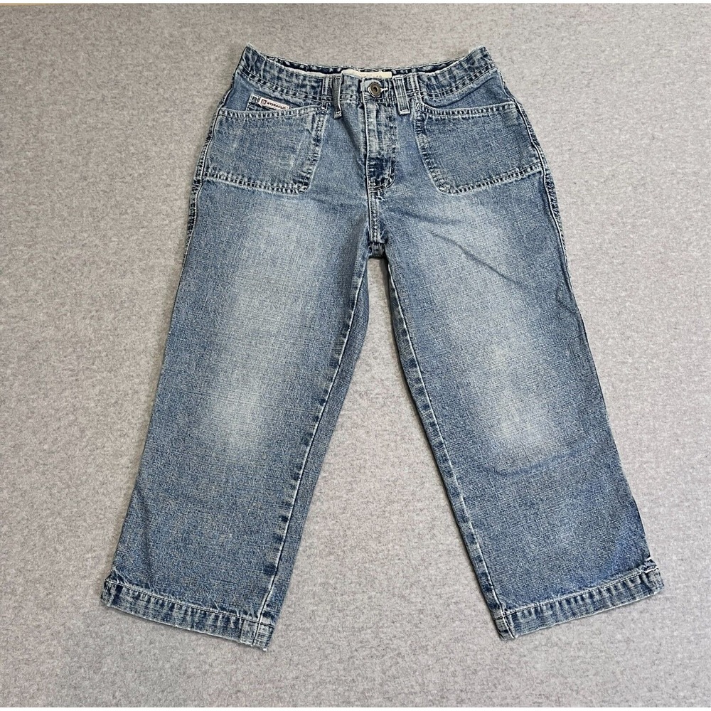 Vintage Hydraulic Jeans Womens 4 Blue Capris Distressed Y2K Grunge Denim